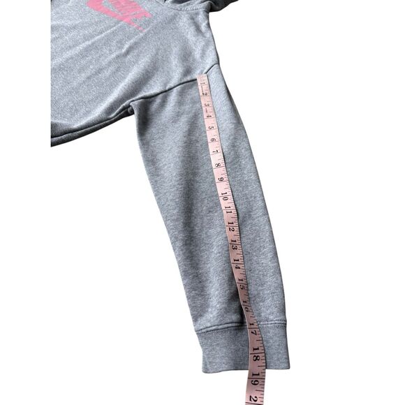 Nike Gray & Pink Sportswear Club Fleece Cropped Hoody Girls Size XL - Picture 10 of 11